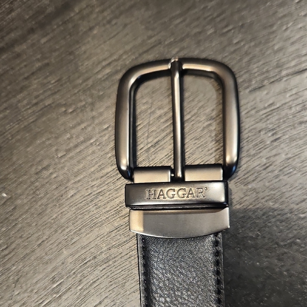 Haggar Men's Sz M (34-36) Black Synthetic Leather Belt